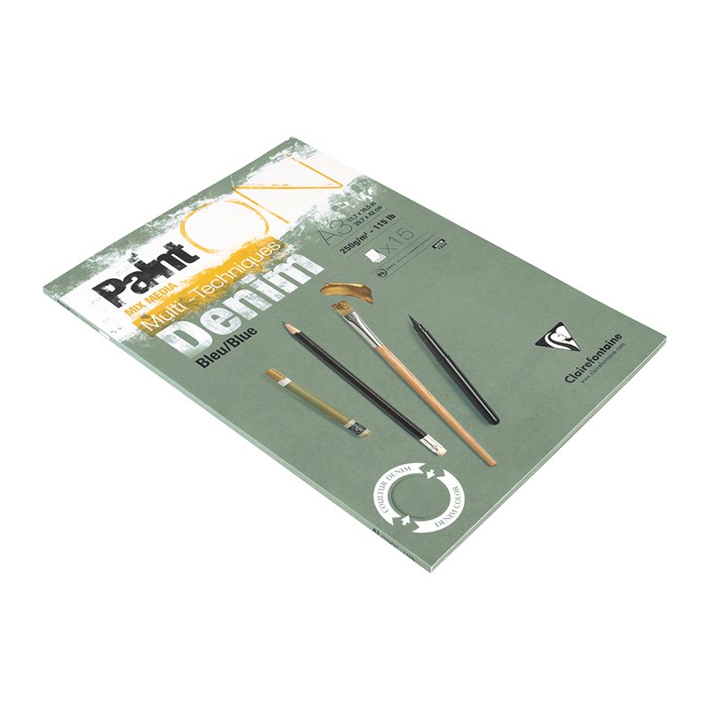 Скетчбук - альбом для смешанных техник 30л., А3, на склейке Clairefontaine «Paint'ON Grey Green», 250г/м2, серо-зеленая