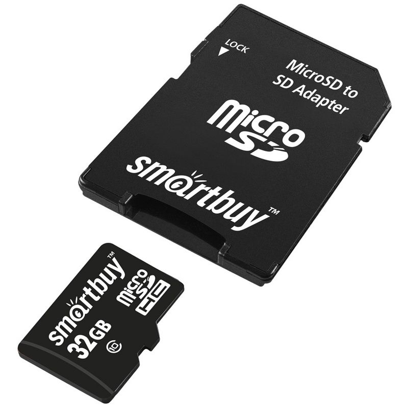 превью Карта памяти SmartBuy MicroSDHC 32GB, Class 10, скорость чтения 30Мб/сек (с адаптером SD)