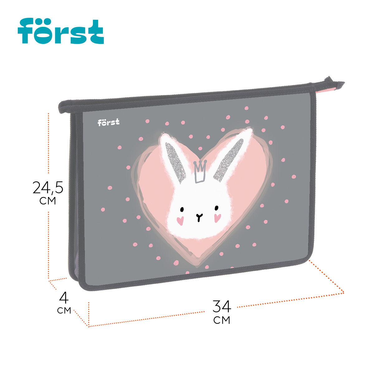 Папка для тетрадей 1 отделение, А4 Först «Little Friend», 340×245×40 мм, пластик, на молнии