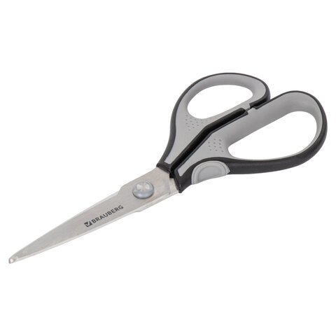 Ножницы BRAUBERG SUPER, 175 мм, серо-черные, 2-х сторонняя заточка