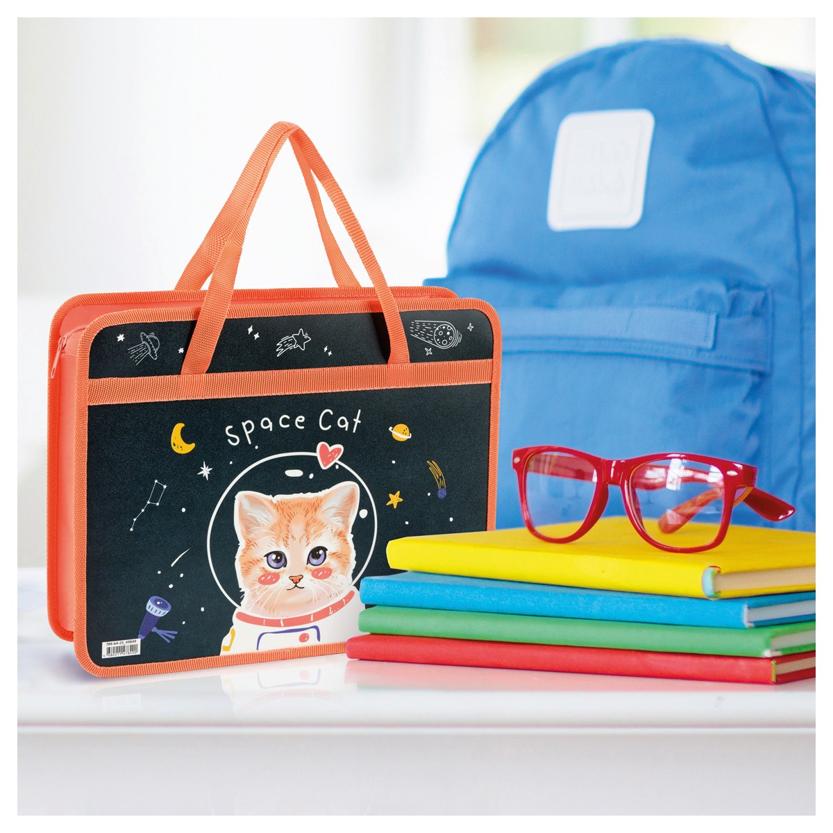 Папка с ручками А4 ArtSpace «Space Cat», пластик, на молнии, 80мм