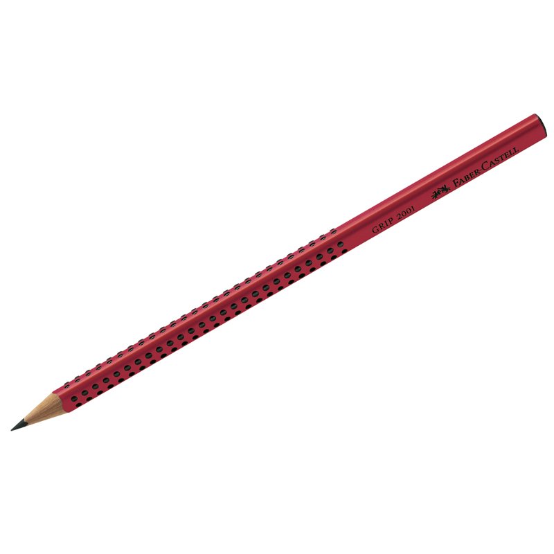 превью Карандаш ч/г Faber-Castell «Grip 2001» B, трехгран., заточен., красный
