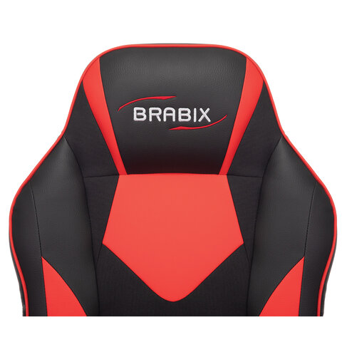 Кресло компьютерное BRABIX «Game GM-017», экокожа/ткань, черное/красное, 532642