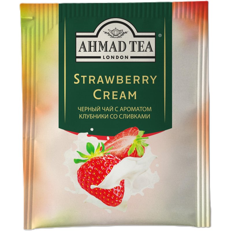 Чай Ahmad Tea Строуберри Крим, черный, пакетики в конвертах, 100×1.5г/уп