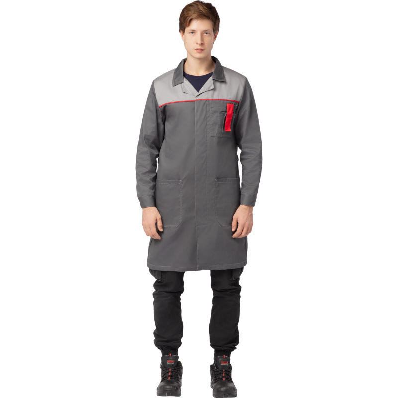 превью Халат Л10-ХЛ муж. сер/св. сер/крас (р.52-54) 170-176