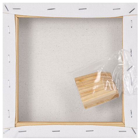 Холст на подрамнике BRAUBERG ART BASIC, 20×20 см, 280 г/м2, хлопок, мелкое зерно, грунт