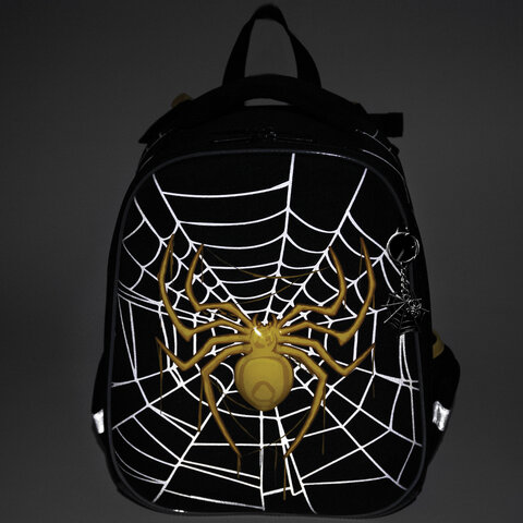 Ранец BRAUBERG PREMIUM, 2 отделения, с брелком, «Venomous spider», 3D панель, 38×29х16 см