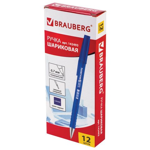 Ручка шариковая BRAUBERG «Capital blue», СИНЯЯ, корпус soft-touch голубой, узел 0.7 мм, линия письма 0.35 мм