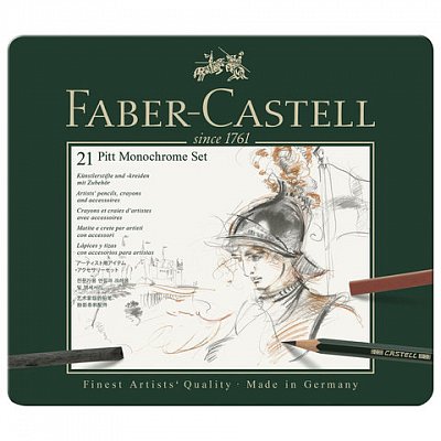 Набор художественный FABER-CASTELL «Pitt Monochrome», 21 предмет, металлическая коробка, 112976