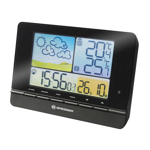 превью Метеостанция BRESSER MeteoTrend Colour, термодатчик, гигрометр, часы, будильник, черный