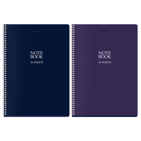 превью Тетрадь А4, 96 л., BRAUBERG, гребень, клетка, матовая ламинация, «NoteBookMono» (микс в спайке)