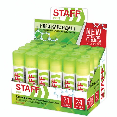 Клей-карандаш УСИЛЕННЫЙ STAFF Profit, 21 г, PVP-основа