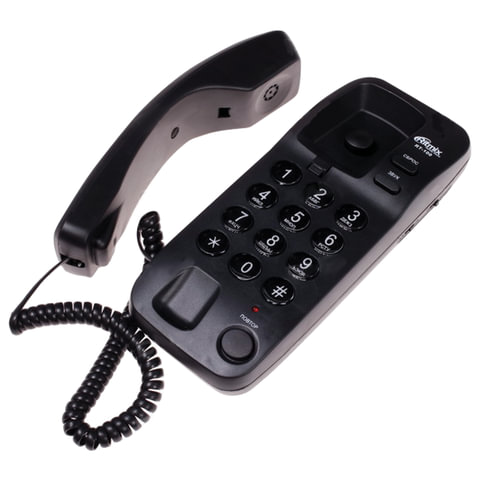 Телефон RITMIX RT-100 black, световая индикация звонка, отключение микрофона, черный