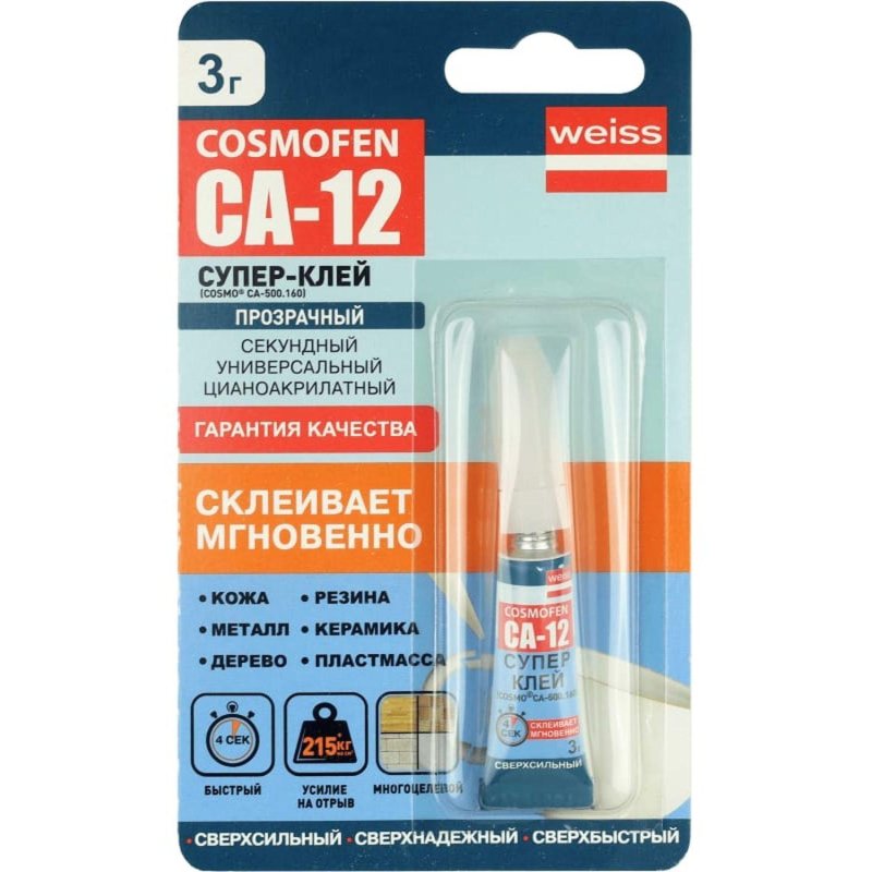 Клей секундный цианоакрилатный COSMOFEN CA 12, 3 гр (CA-500.160)
