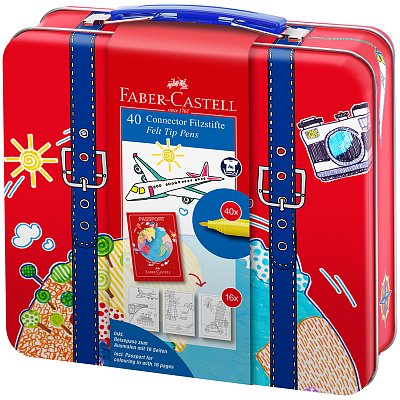 Набор для рисования Faber-Castell «Connector» 40 фломастеров+6 клипс+паспорт раскраск., метал. 