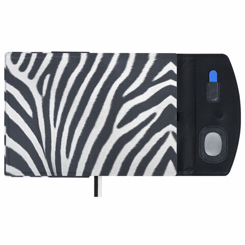 Ежедневник недатированный А5 155×213 мм BRAUBERG «Wild»под кожумагнит160 л. ZEBRAчерный116233