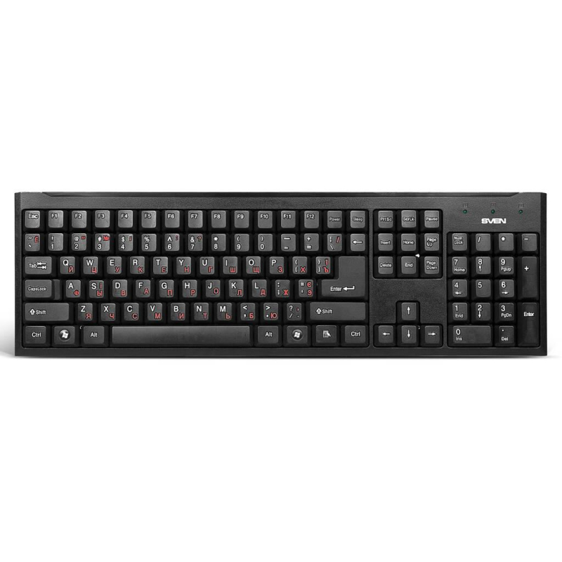 превью Клавиатура Sven Standard 303 Power USB+PS/2 черная 104 кл. (SV-03100303PU)