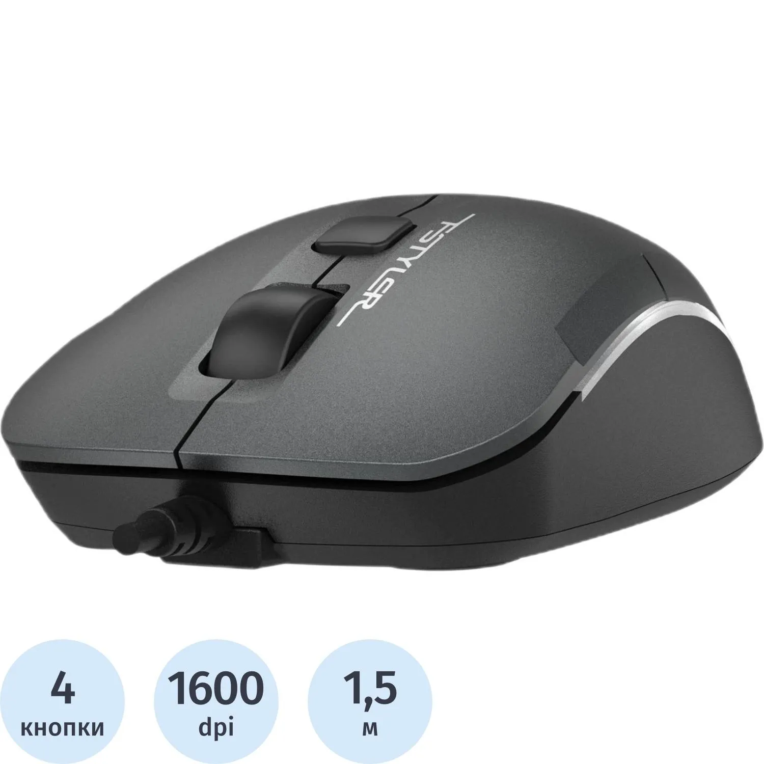 превью Мышь проводная A4Tech Fstyler FM26 серая/чёрная