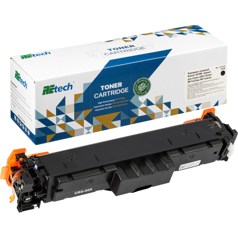 Картридж лазерный Retech 069BK чер. для Canon LBP673Cdw/MF752Cdw/MF754Cdw