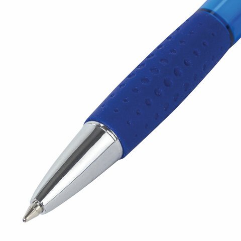 Ручка шариковая автоматическая с грипом BRAUBERG SUPER, СИНЯЯ, корпус синий, узел 0.7 мм, линия письма 0.35 мм