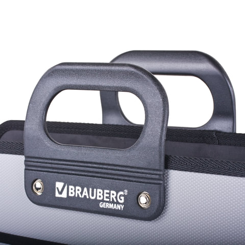 Портфель пластиковый BRAUBERG премьер, А4, 390х315х120 мм, 3 отделения, на молнии, серый
