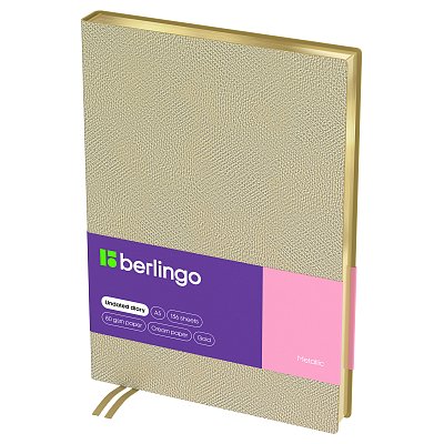 Ежедневник недатированный, А5, 136л., кожзам, Berlingo «Metallic», зол. срез, золотой металлик