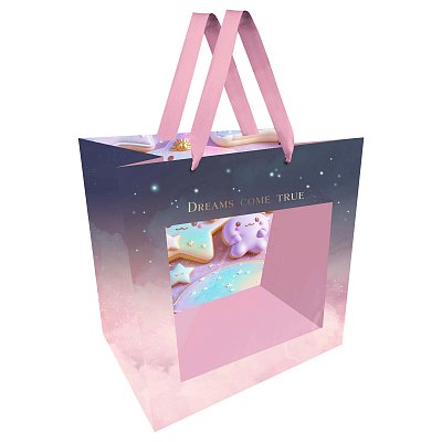 Пакет подарочный 23×18×10см MESHU «Sweets», отд. фольгой, с окошком