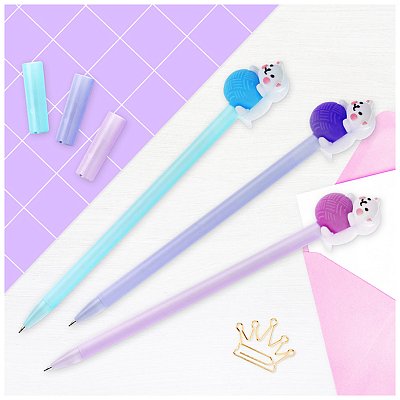Ручка шариковая MESHU «Cute Cats. Кот с клубком» синяя, 0.7мм, корпус ассорти