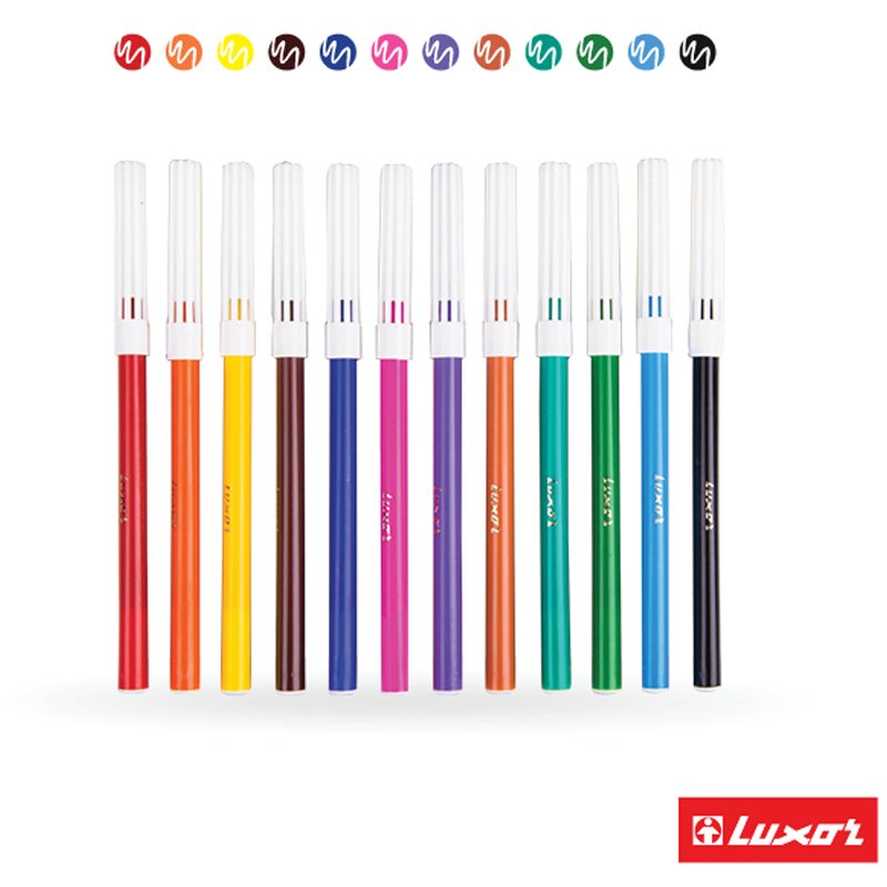 Фломастеры Luxor «Coloring», 12цв., смываемые, картон, европодвес