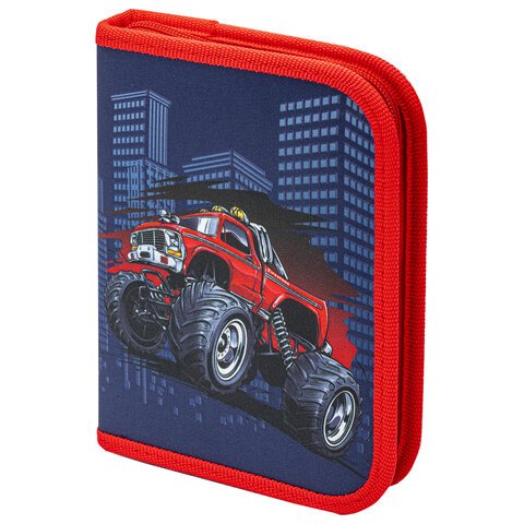 Пенал ПИФАГОР1 отделениеполиэстер19×13 см«Monster car»271013