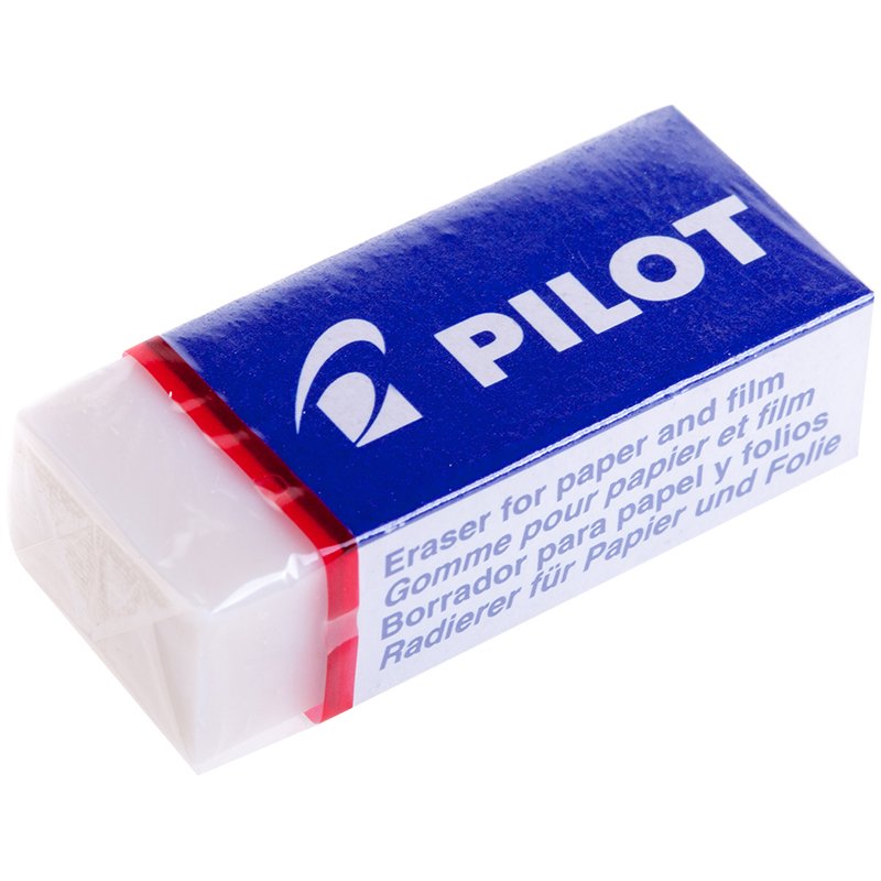 Резинка стирательная PILOT, прямоугольная, 45×20×12 мм, белая, виниловая, картонный держатель