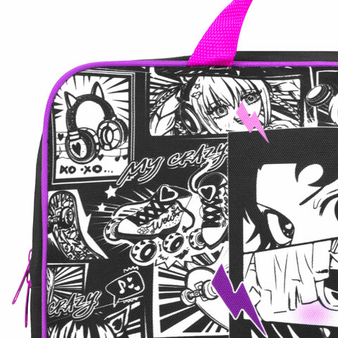 Папка на молнии с ручками BRAUBERG А4, 1 отделение, полиэстер, 80 мм, «Anime movie»