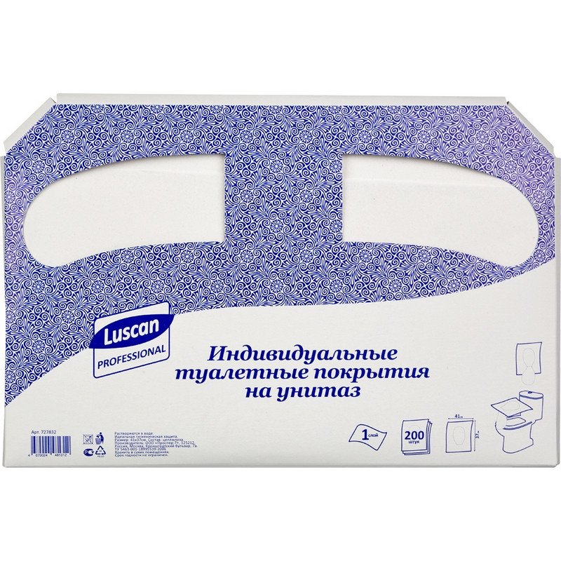 превью Покрытие для унитаза Luscan Professional 1/2 сложения (200 штук в пачке, 10 пачек в упаковке)