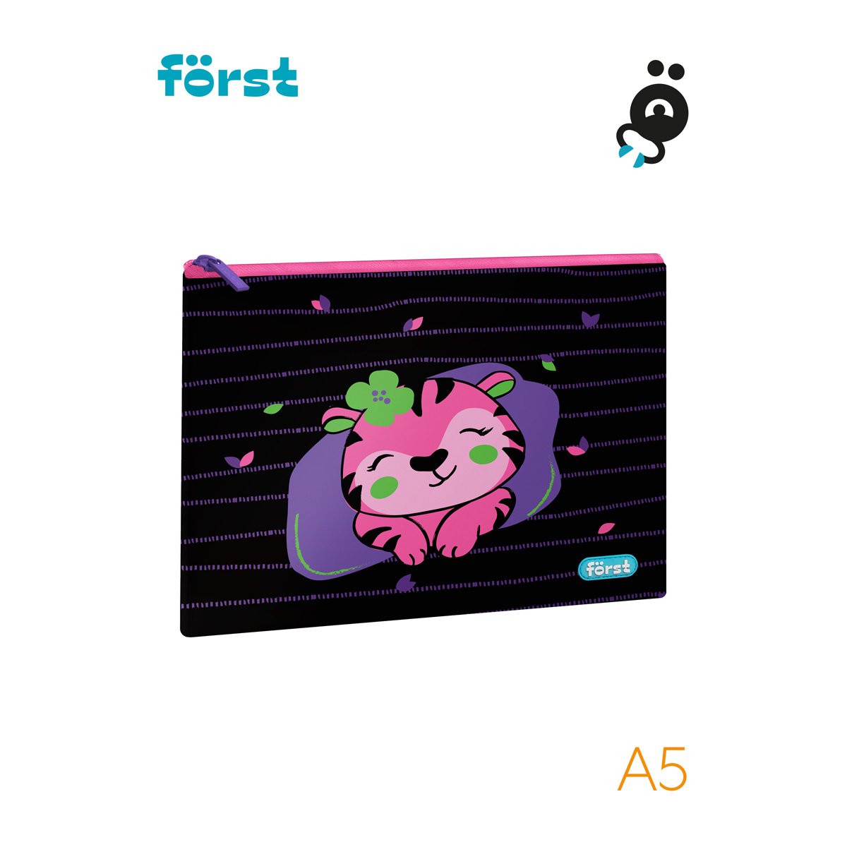 Папка текстильная А5 Först «Pink tiger», 255×205 мм, 1 отделение, полиэстер