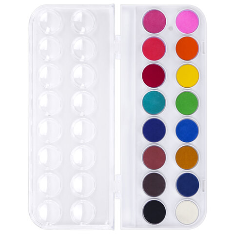 Краски акварельные ЮНЛАНДИЯ «ДОМИКИ» 16 цветов, круглые кюветы 23 мм, пенал