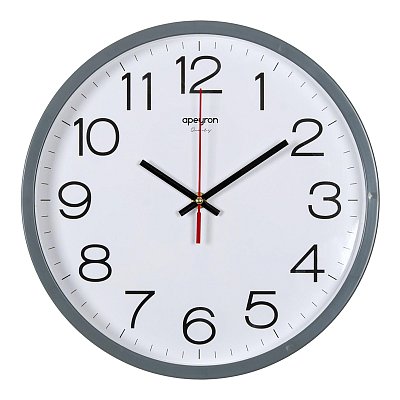 Часы настенные, круглые, цвет корпуса серый PL213032