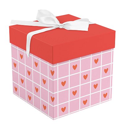 Коробка складная подарочная MESHU «Hearts», (15×15×15см), с лентой