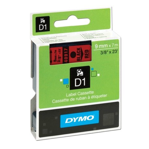 Картридж для этикет-принтеров DYMO LM150, LP350, PC II (9 мм x 7м, красная лента/чёрный шрифт)