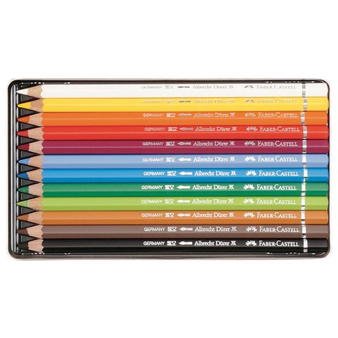 Карандаши цветные акварельные художественные FABER-CASTELL «Albrecht Durer», 12 цветов, металлическая коробка, 117512