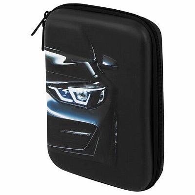 Пенал BRAUBERG KIDS большой удобный с откидной планкой, EVA, 22×15х4 см, «Dark car»