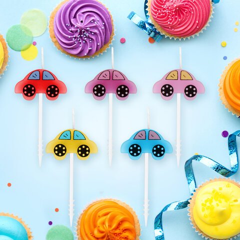 Свечи фигурные для торта на шпажках «Машинки», 5 шт., 2×3 см, ЗОЛОТАЯ СКАЗКА