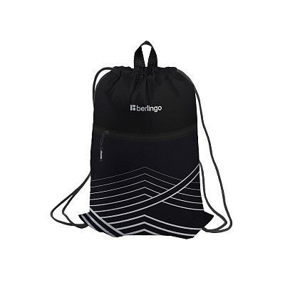 Мешок для обуви 1 отделение Berlingo «Black and white geometry», 360×470мм, карман на молнии
