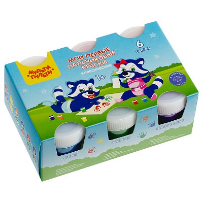 Краски пальчиковые классические Мульти-Пульти «Мои первые пальчиковые краски», 6 цветов, 210мл, для малышей, 1+, картон