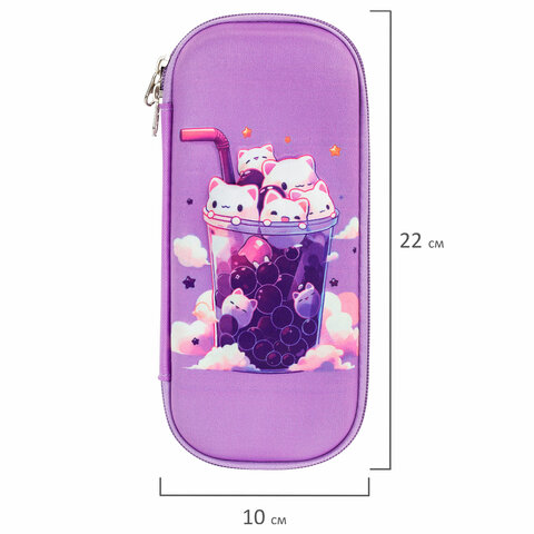 Пенал ЮНЛАНДИЯ, 1 отделение, карман, полиэстер/EVA, 22×10х5 см, «Bubble tea»