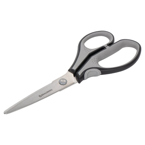 Ножницы BRAUBERG SUPER, 210 мм, серо-черные, 2-х сторонняя заточка