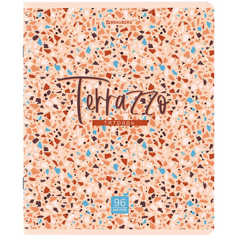 Тетради ДЭК А5 96 л. КОМПЛЕКТ 5 шт., BRAUBERG скоба, клетка, матовая ламинация, «Terrazzo»