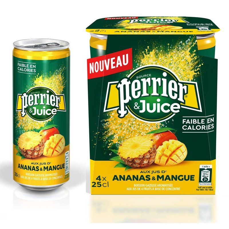 превью Напиток Perrier газированный с соком ананас-манго 0.25 л (4 штуки в упаковке)
