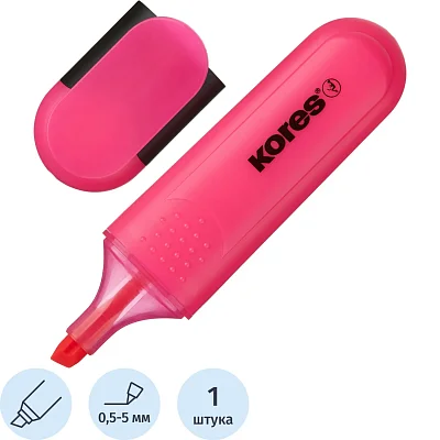 Текстовыделитель Kores Bright Liner Plus розовый (толщина линии 0.5-5 мм)