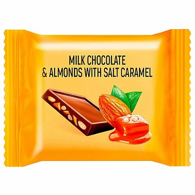 Шоколад порционный O'ZERA «Milk & Almonds» с миндалем и соленой карамелью, 1.2 кг