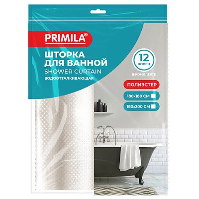 Шторка для ванной ПОЛИЭСТЕР, 180×180см, кольца в комплекте, КОРИЧНЕВЫЙ БРИЛЛИАНТ, PRIMILA